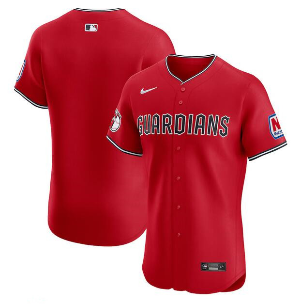 Men's Red Cleveland Guardians ACTIVE PLAYER Custom With Patch Stitched Baseball Jersey